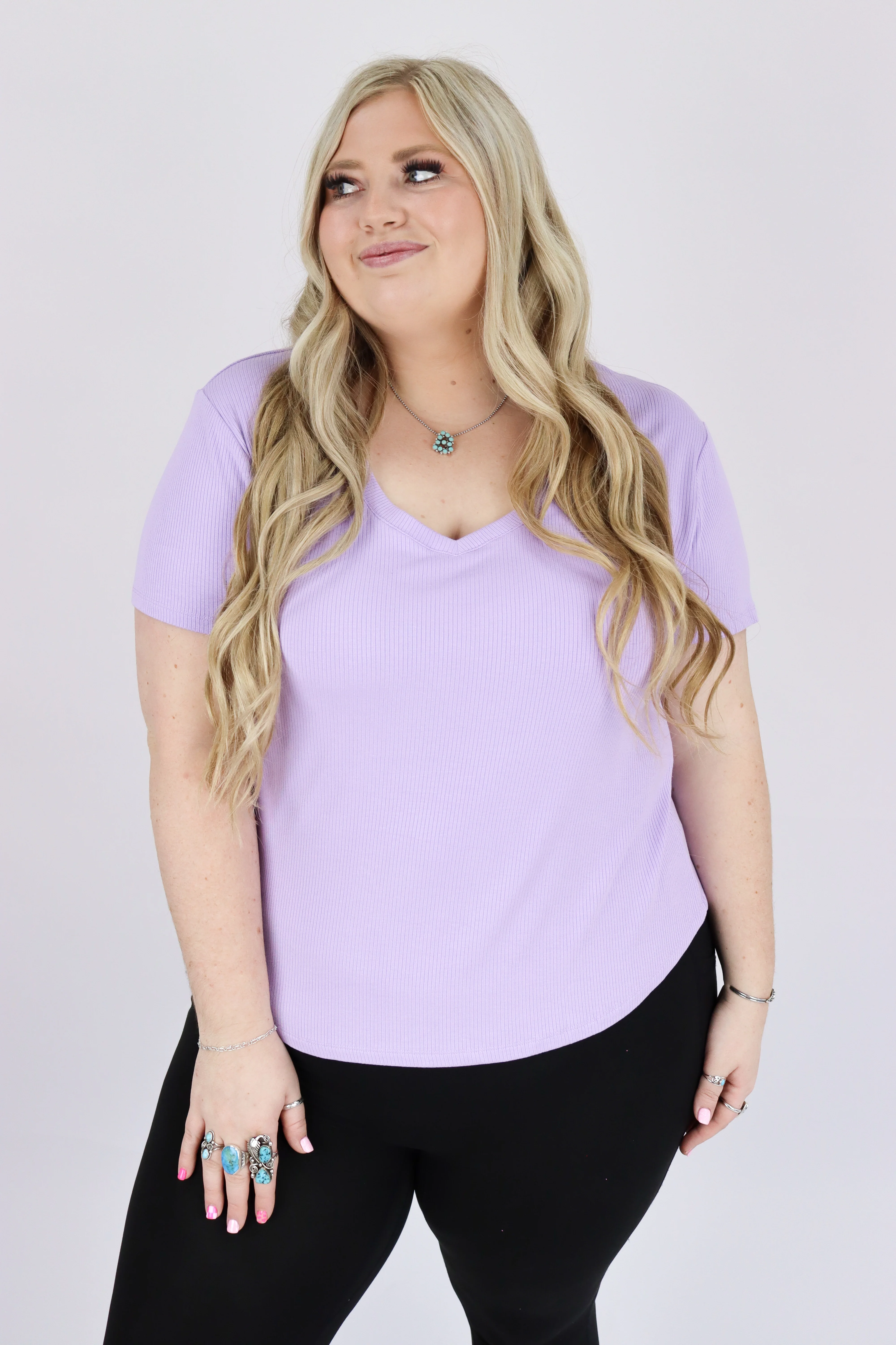 The Ribbed Basic V Neck Tee - Image 6