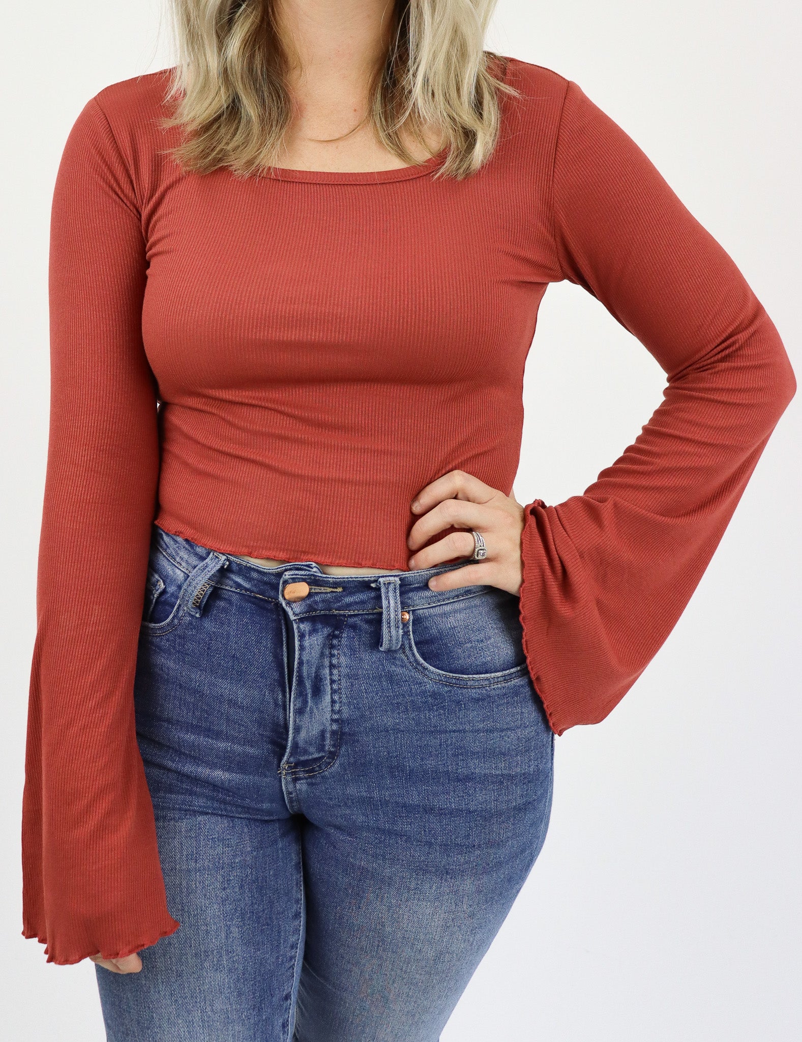 Ribbed Bell Sleeve Top - Image 3