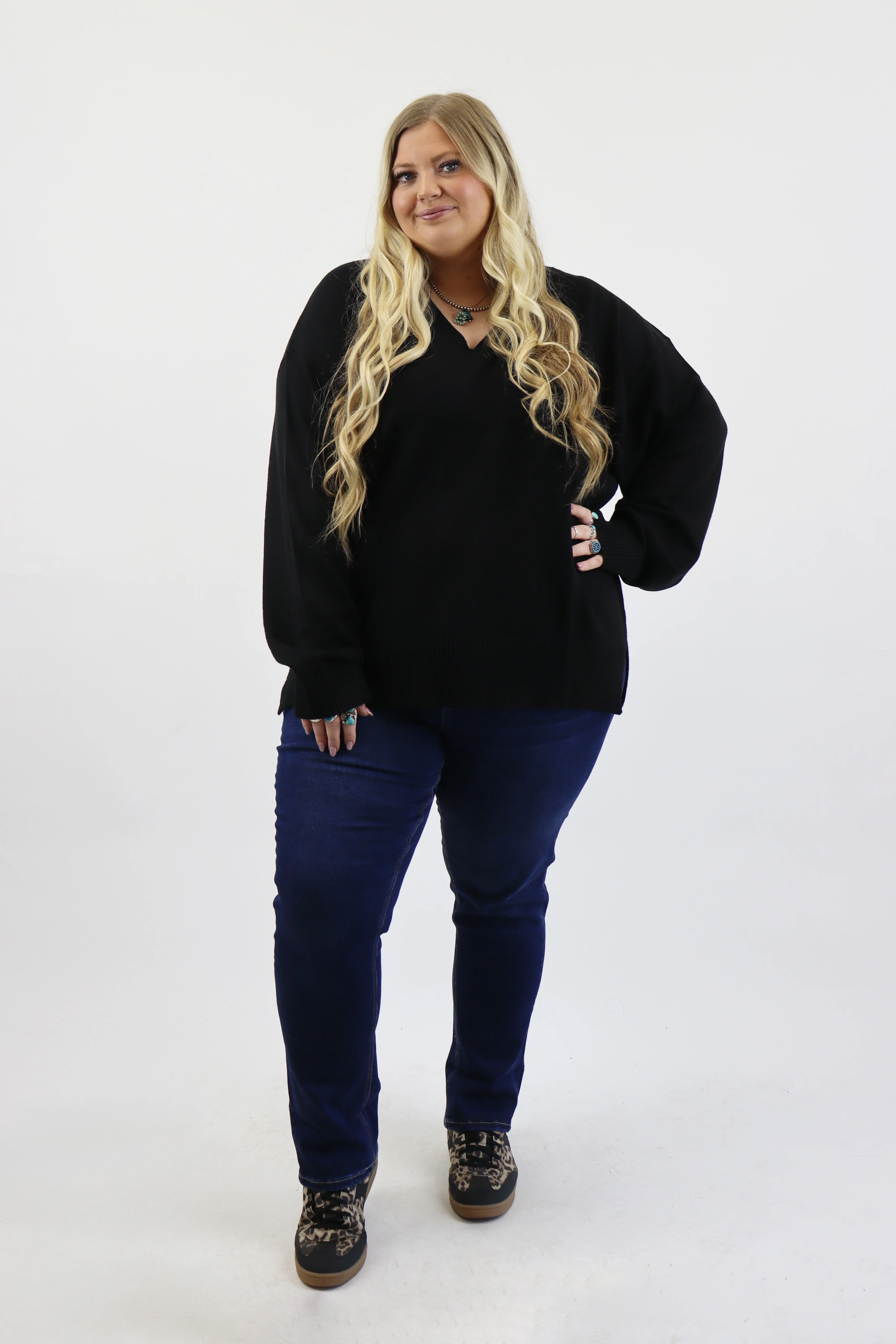 Straight Leg Jeans - Dark Wash - Image 4