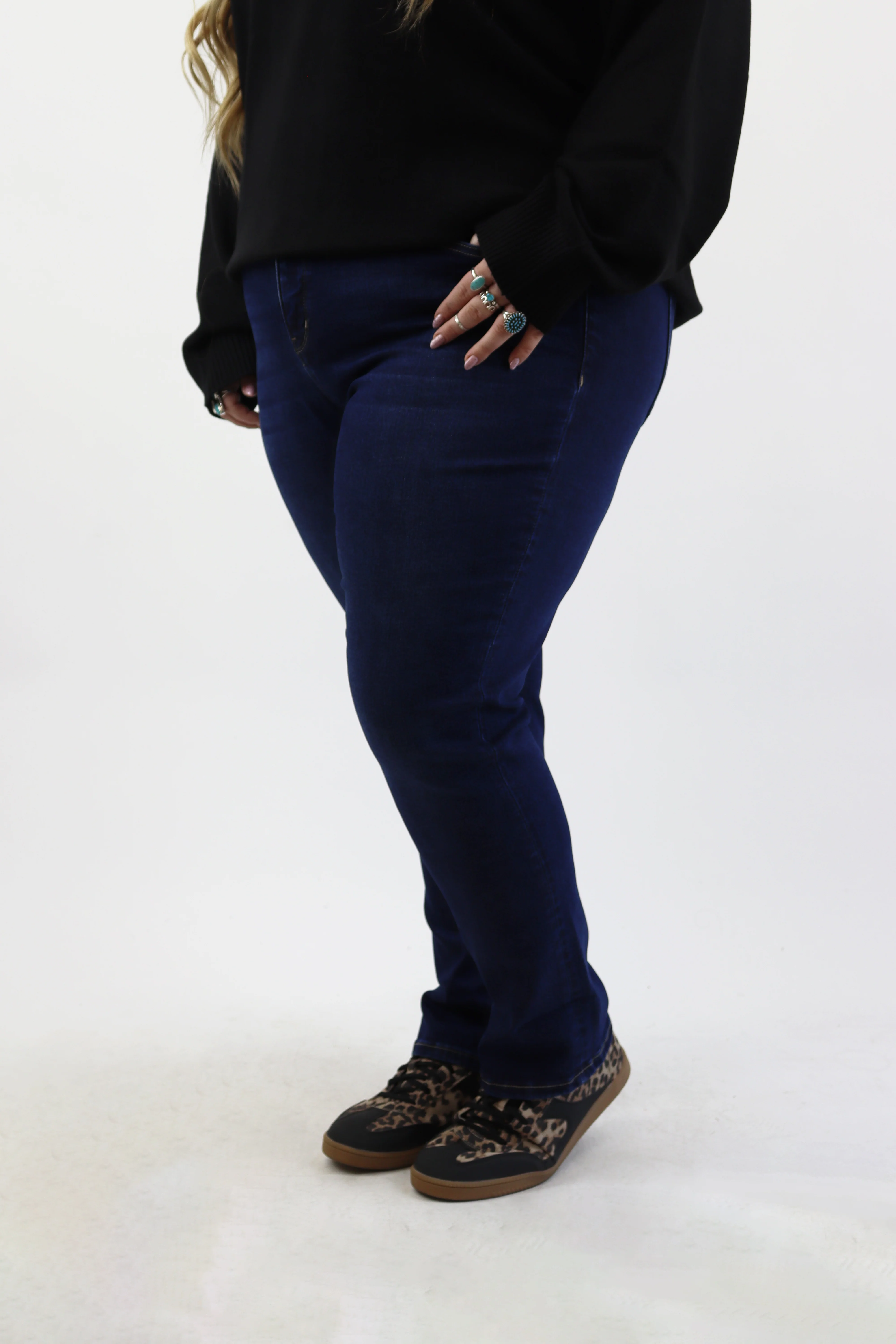 Straight Leg Jeans - Dark Wash - Image 6