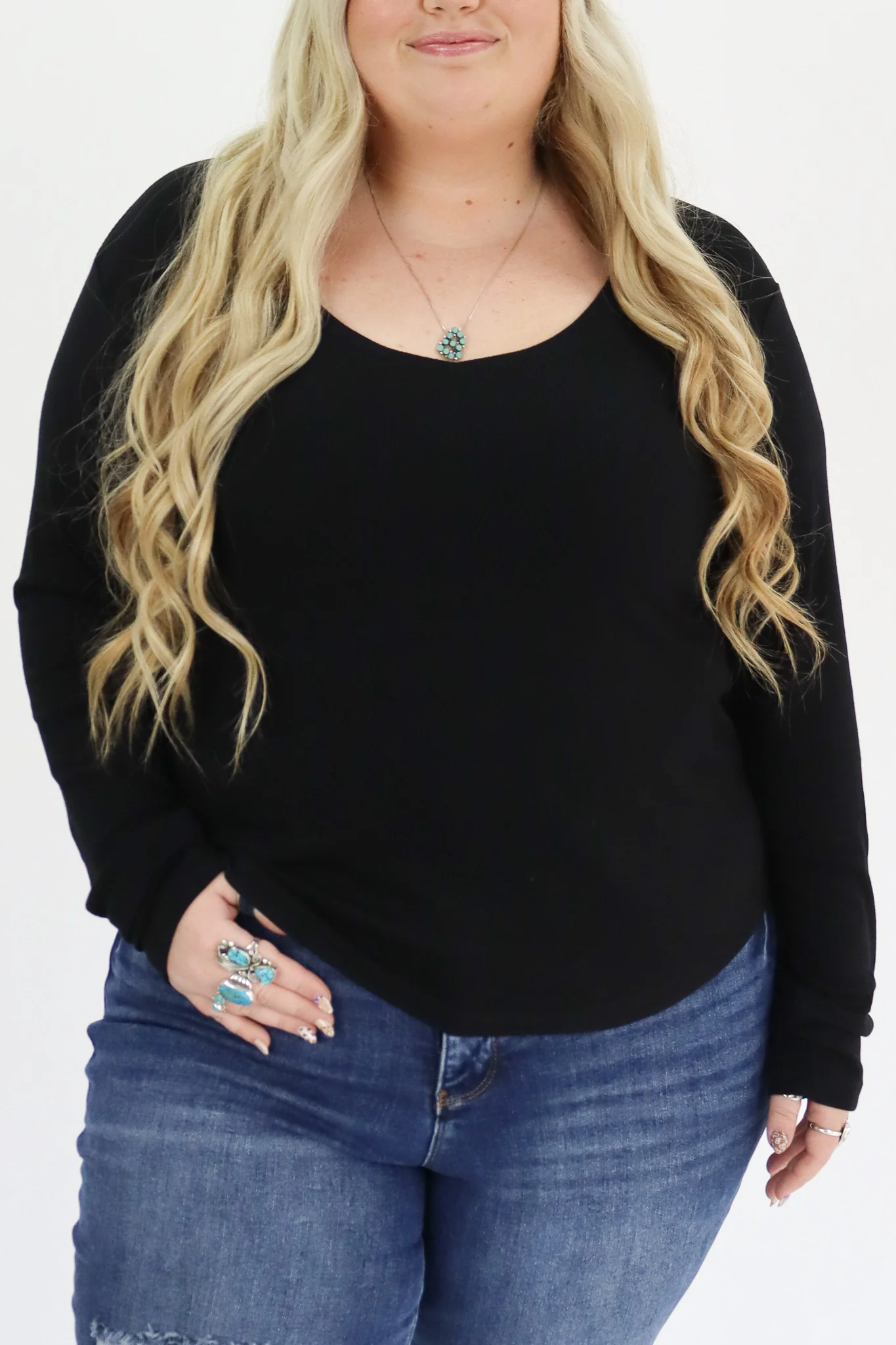 The Ribbed Basic V Neck Long Sleeve - Image 3