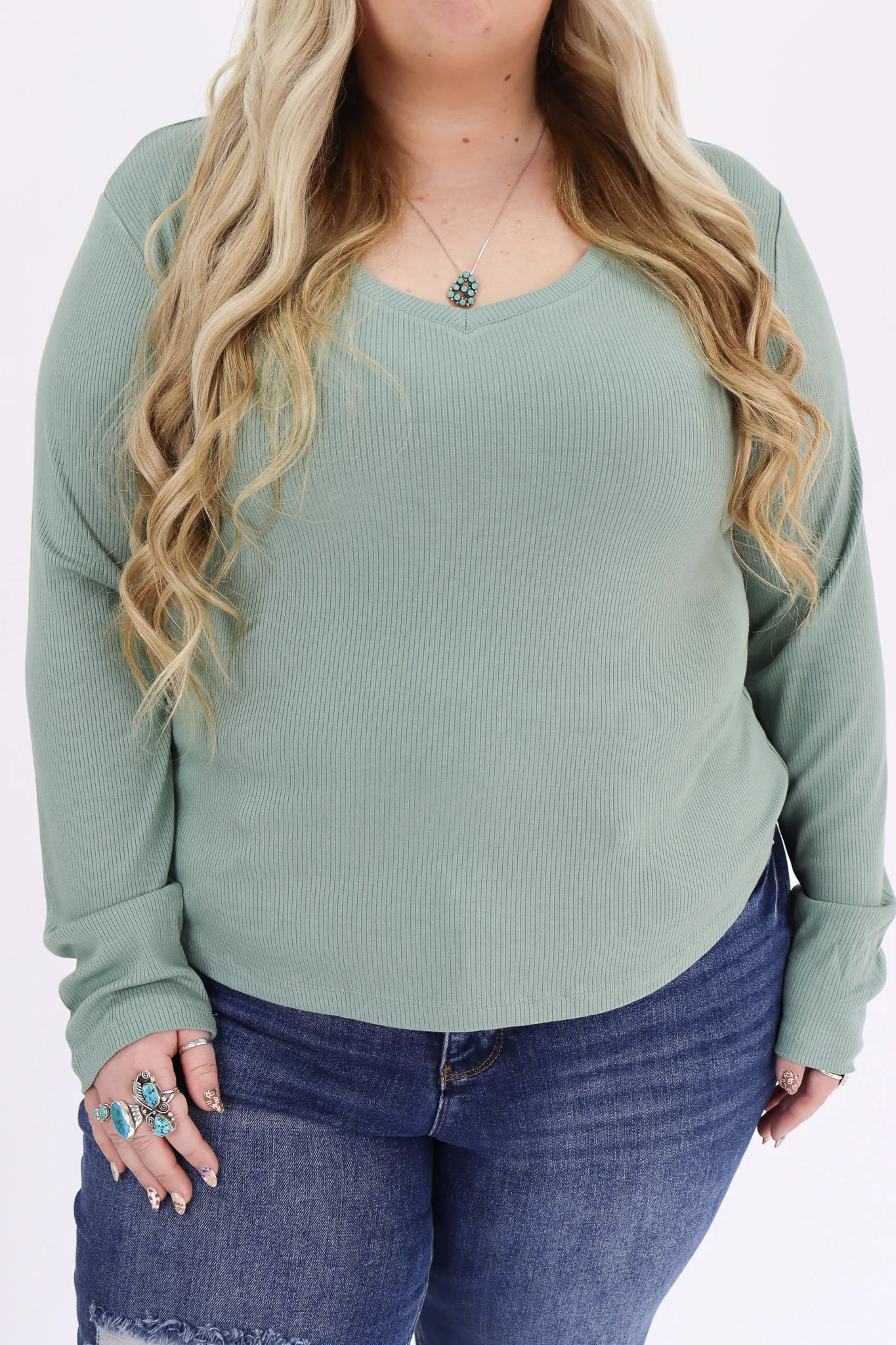 The Ribbed Basic V Neck Long Sleeve - Image 5