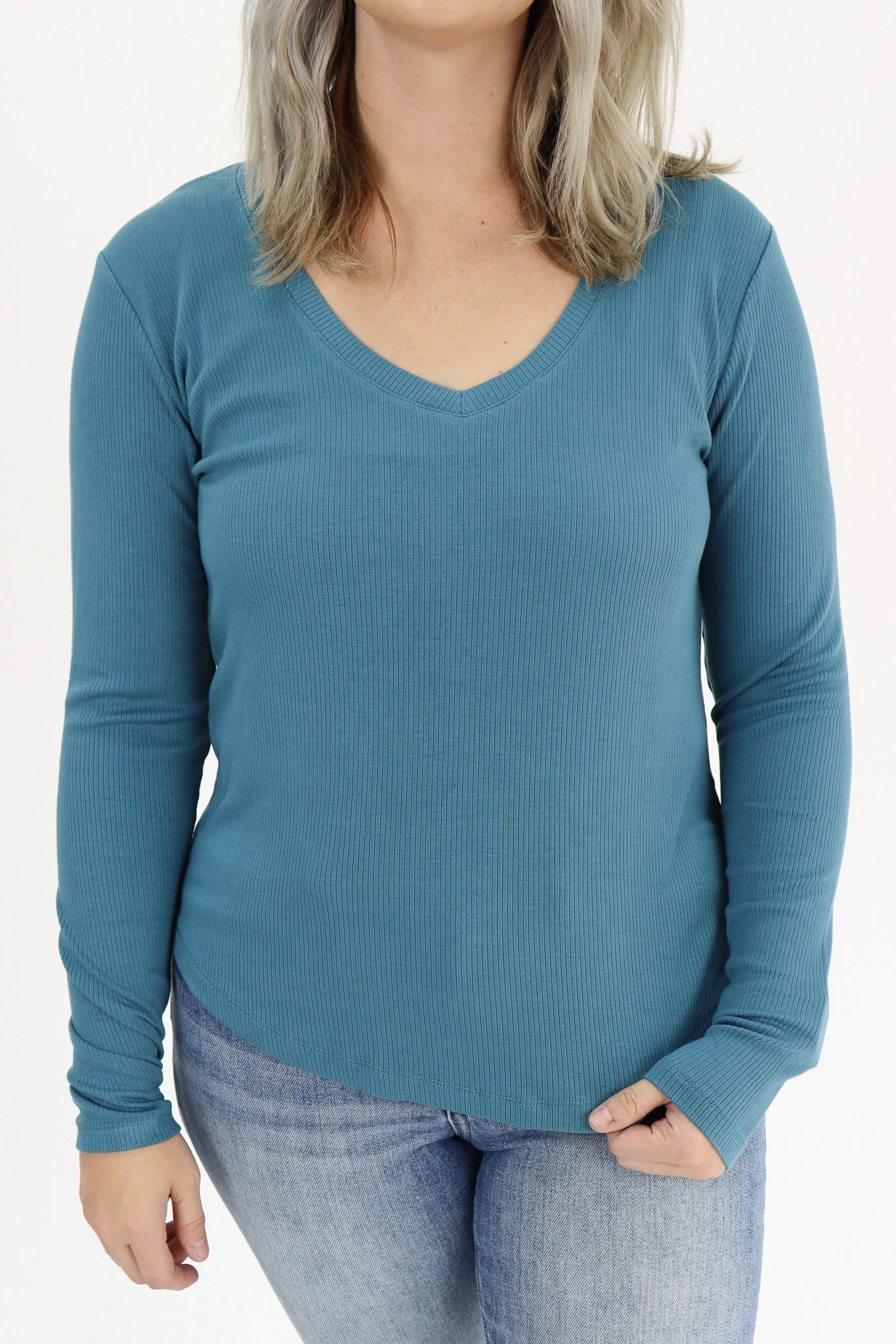 The Ribbed Basic V Neck Long Sleeve - Image 7