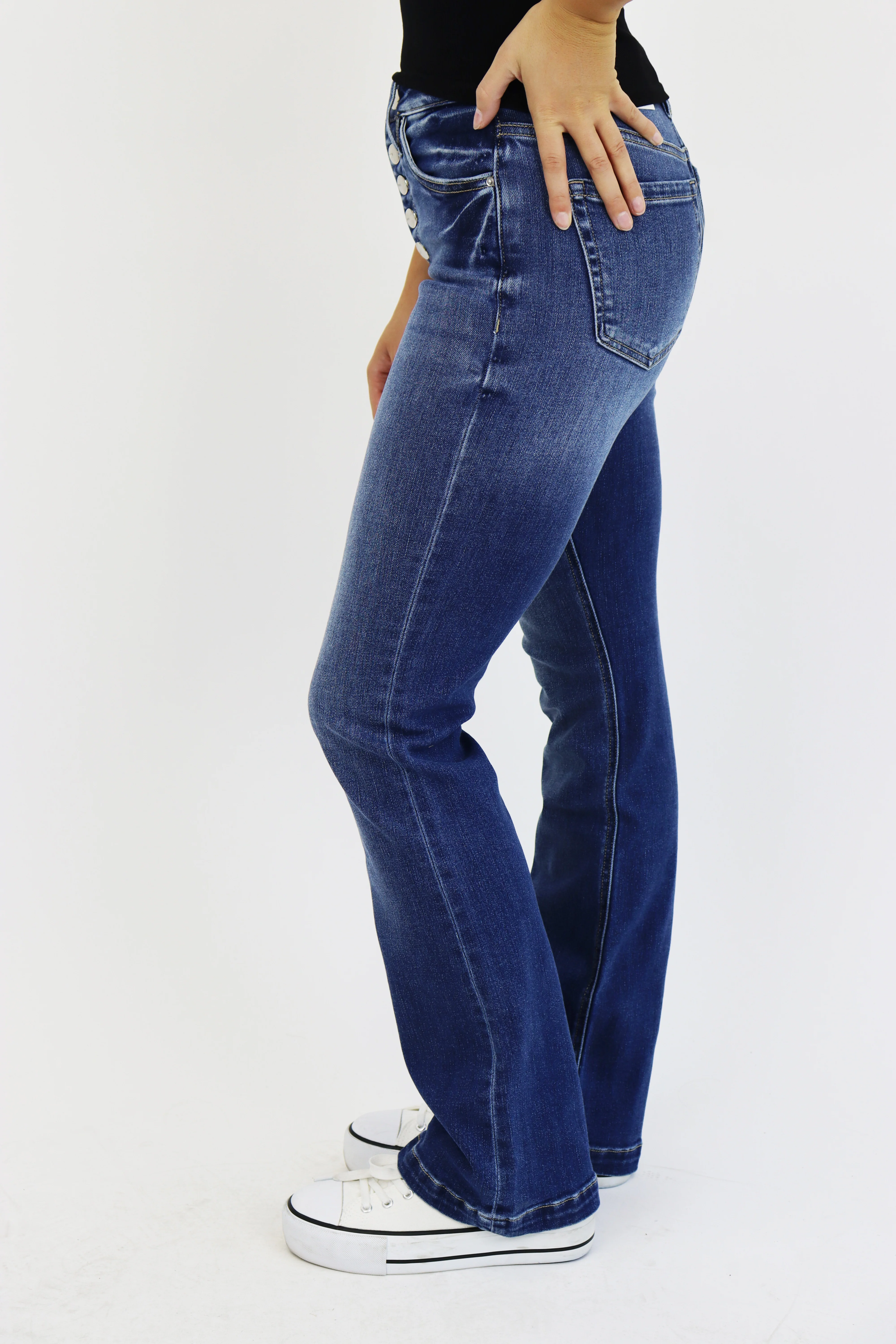Bootcut Jeans - Buttonfly Medium Wash - Image 4