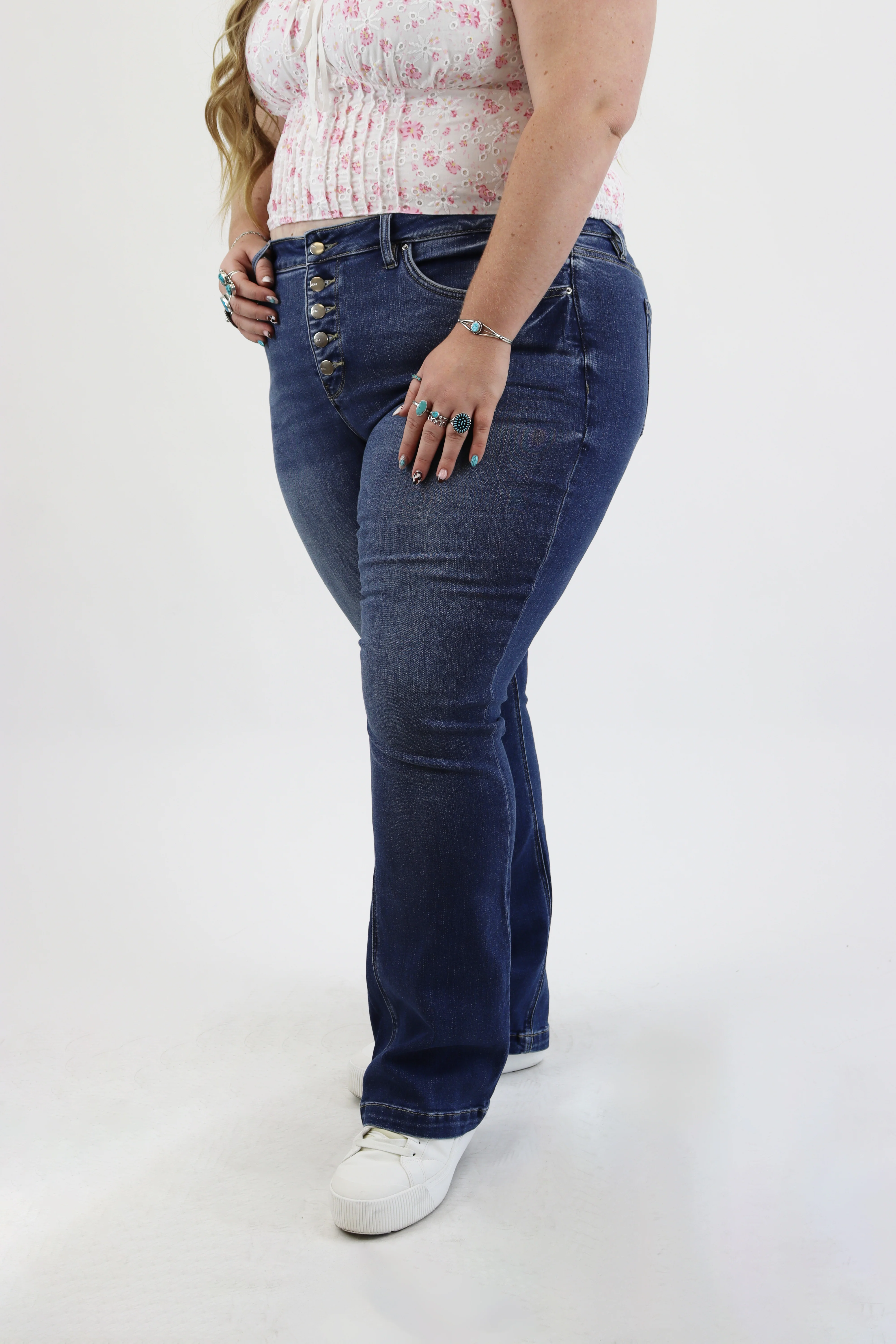 Bootcut Jeans - Buttonfly Medium Wash - Image 7