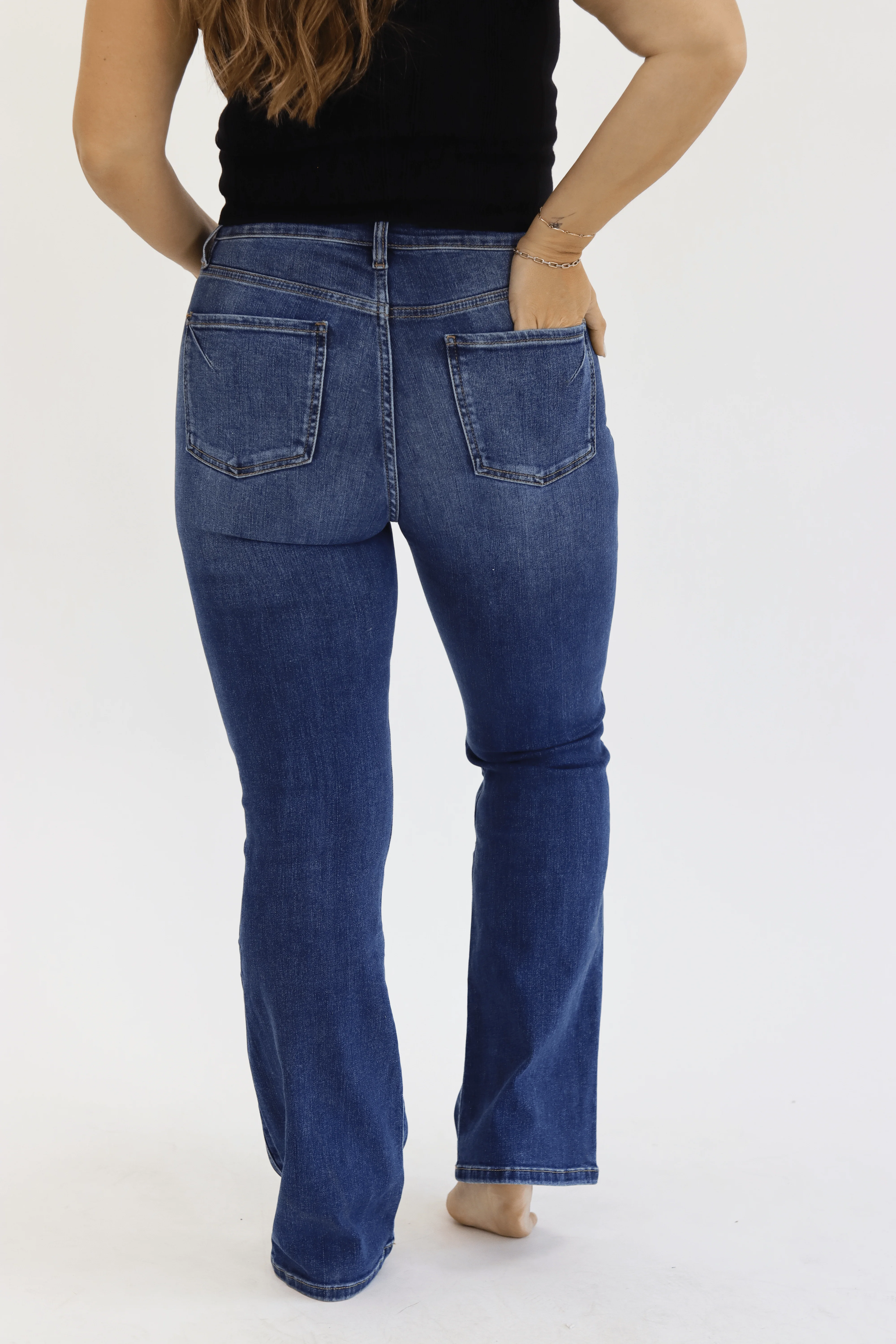 Bootcut Jeans - Medium Wash Slimming Seam - Image 3