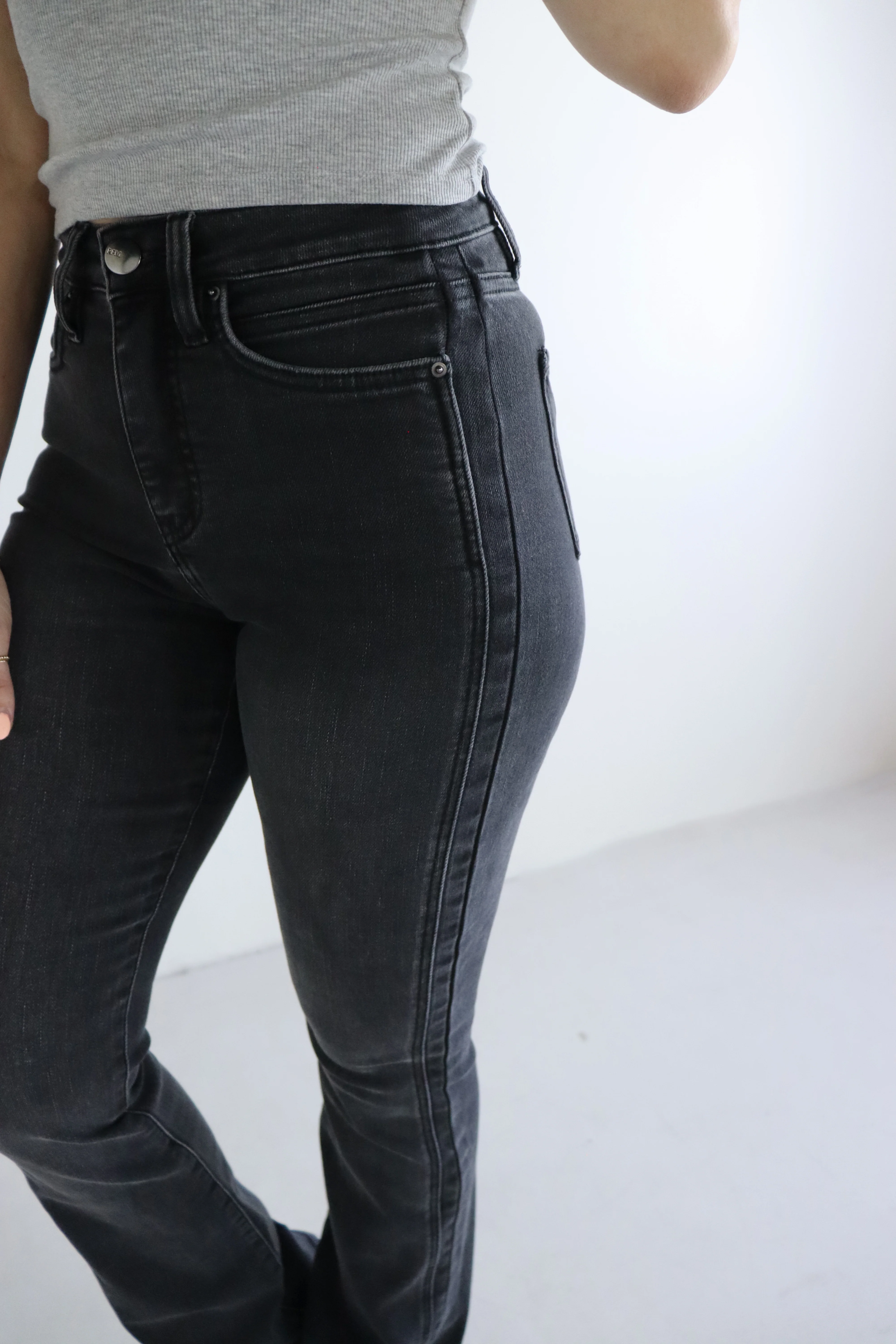 Bootcut Jeans - Black Slimming Seam - Image 4