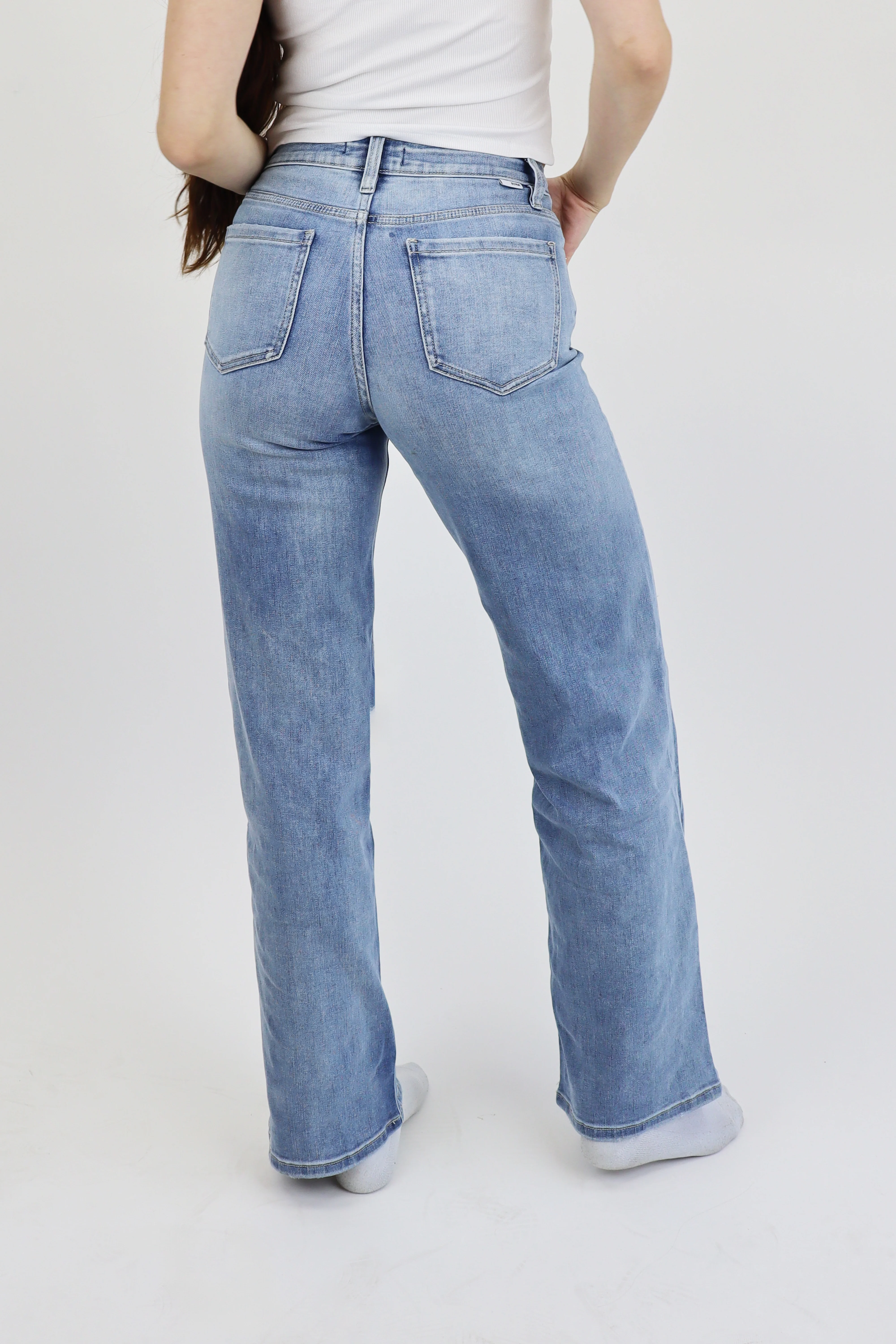 Wide Leg Jeans - Medium Light Distressed - Image 3