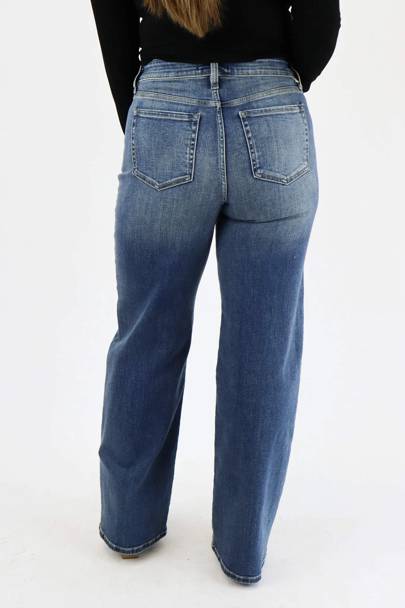 Wide Leg Jeans - Medium Tint Buttonfly - Image 3