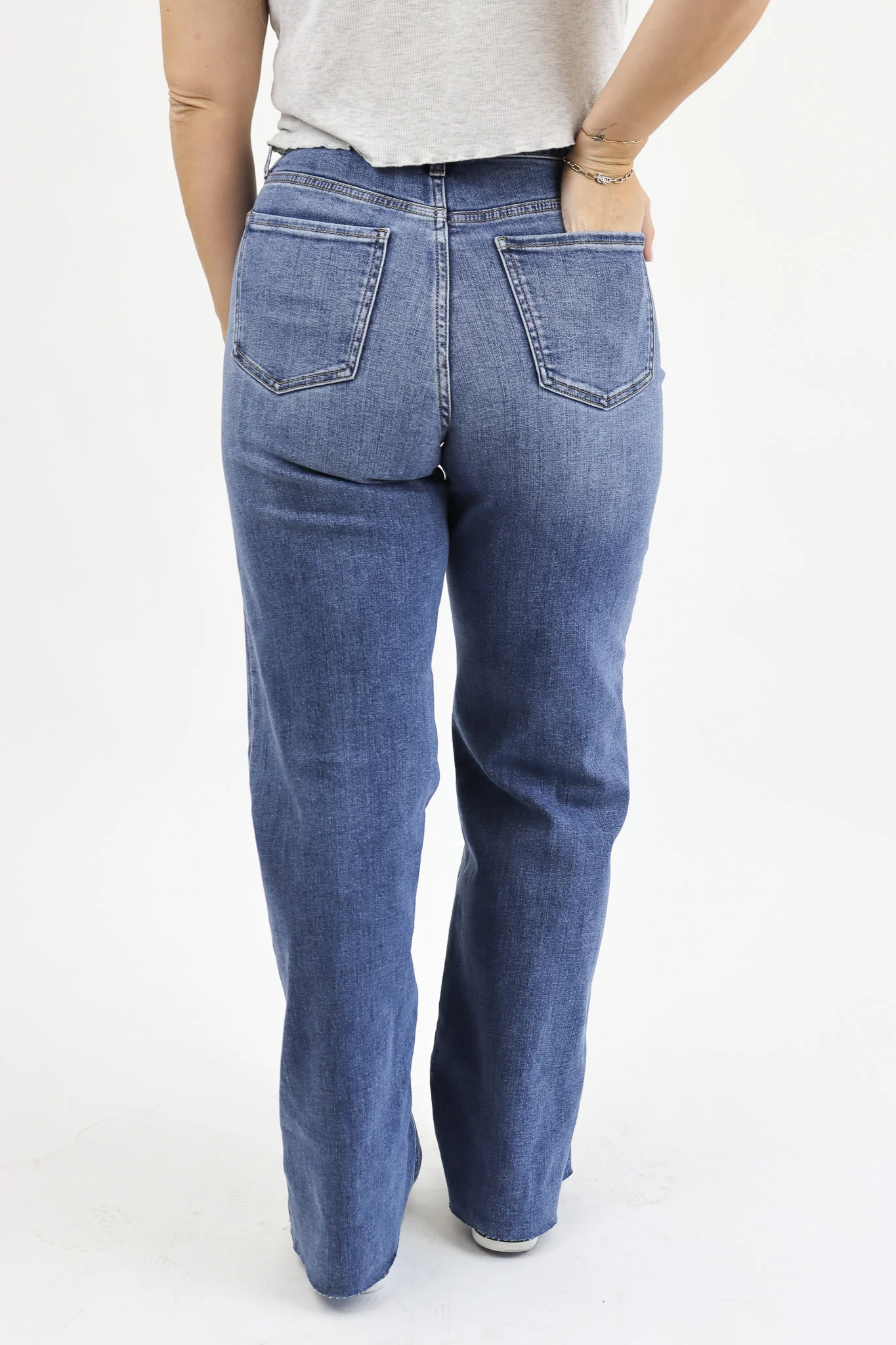 Wide Leg Jeans - Medium Wash - Cut to Length - Image 3